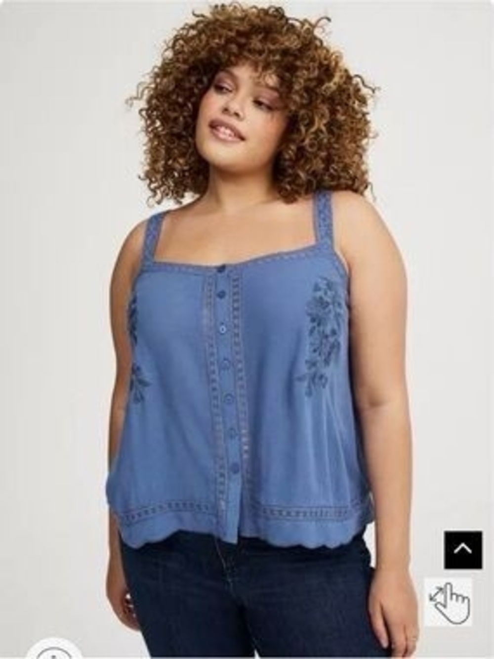 torrid Blue Embroidered Button-Front Camisole
